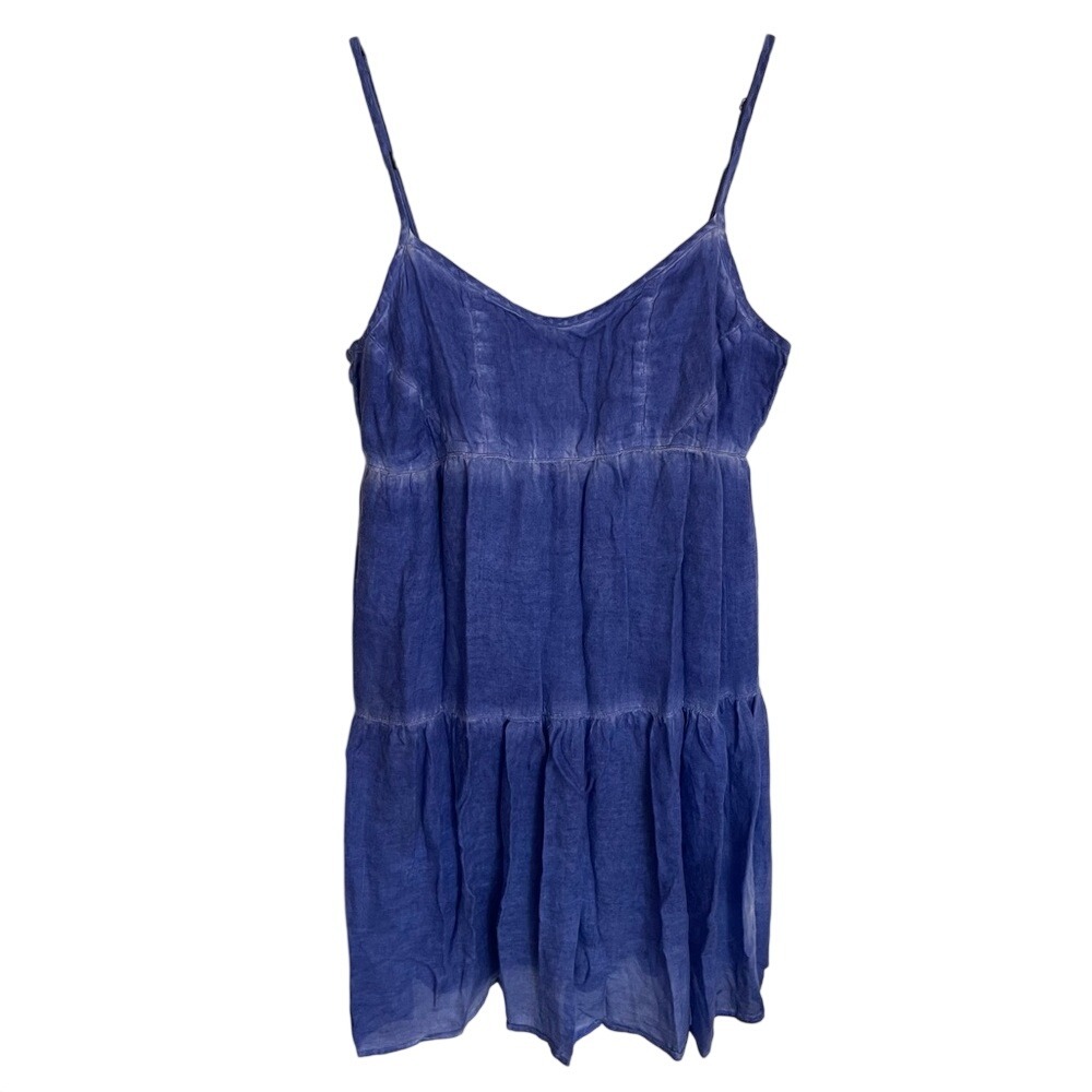 Olive + Oak Sundress Spaghetti Strap Distressed Blue Chambray Style S Bohemian